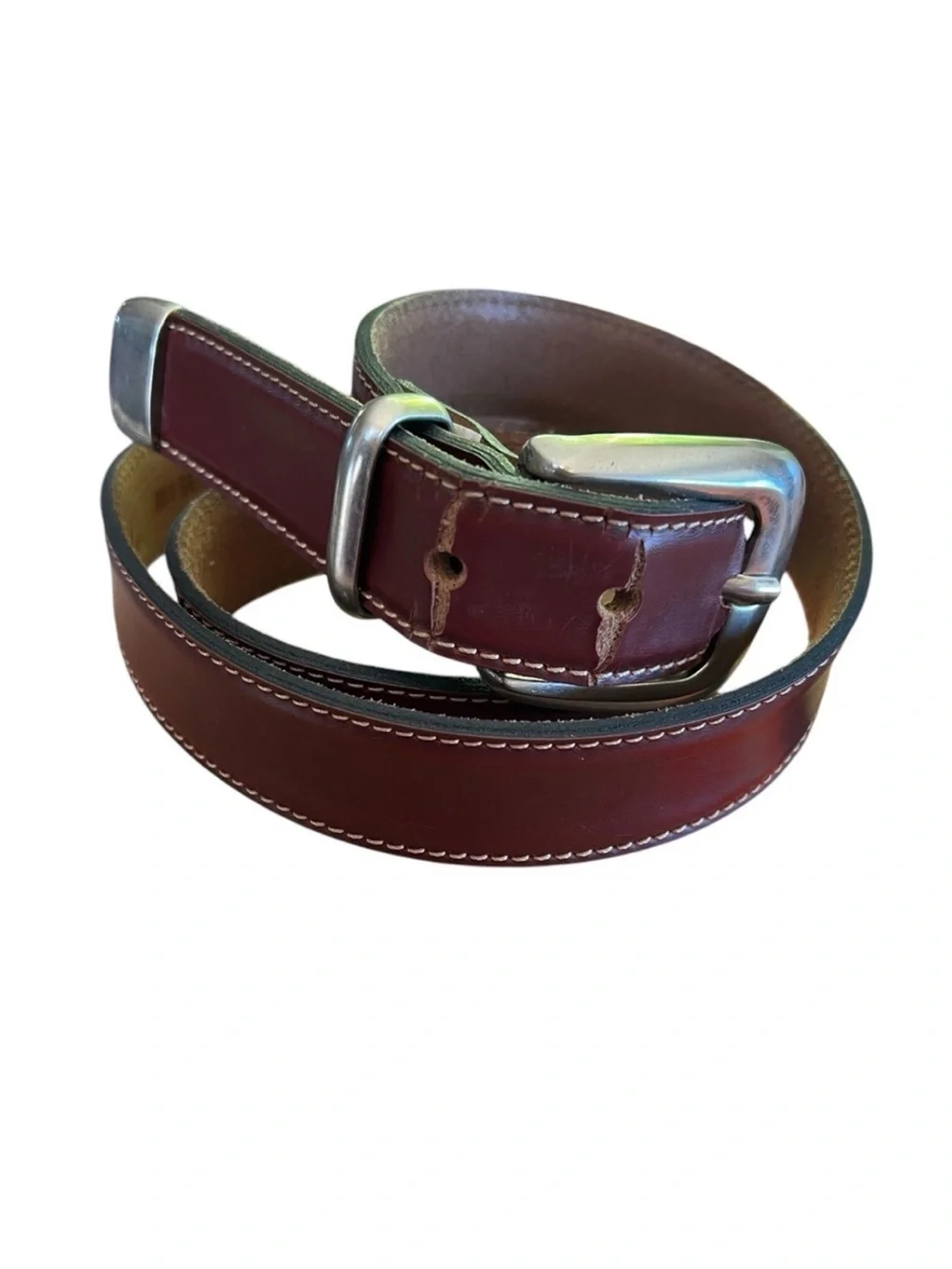 Brown Italian Split Leather Unisex Belt Classic Preppy Casual Style